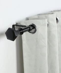 HIER_3160 42"-126" Adjustable Curtain Rod Set, Black, Teardrop Finials 24 HIER_3160 42