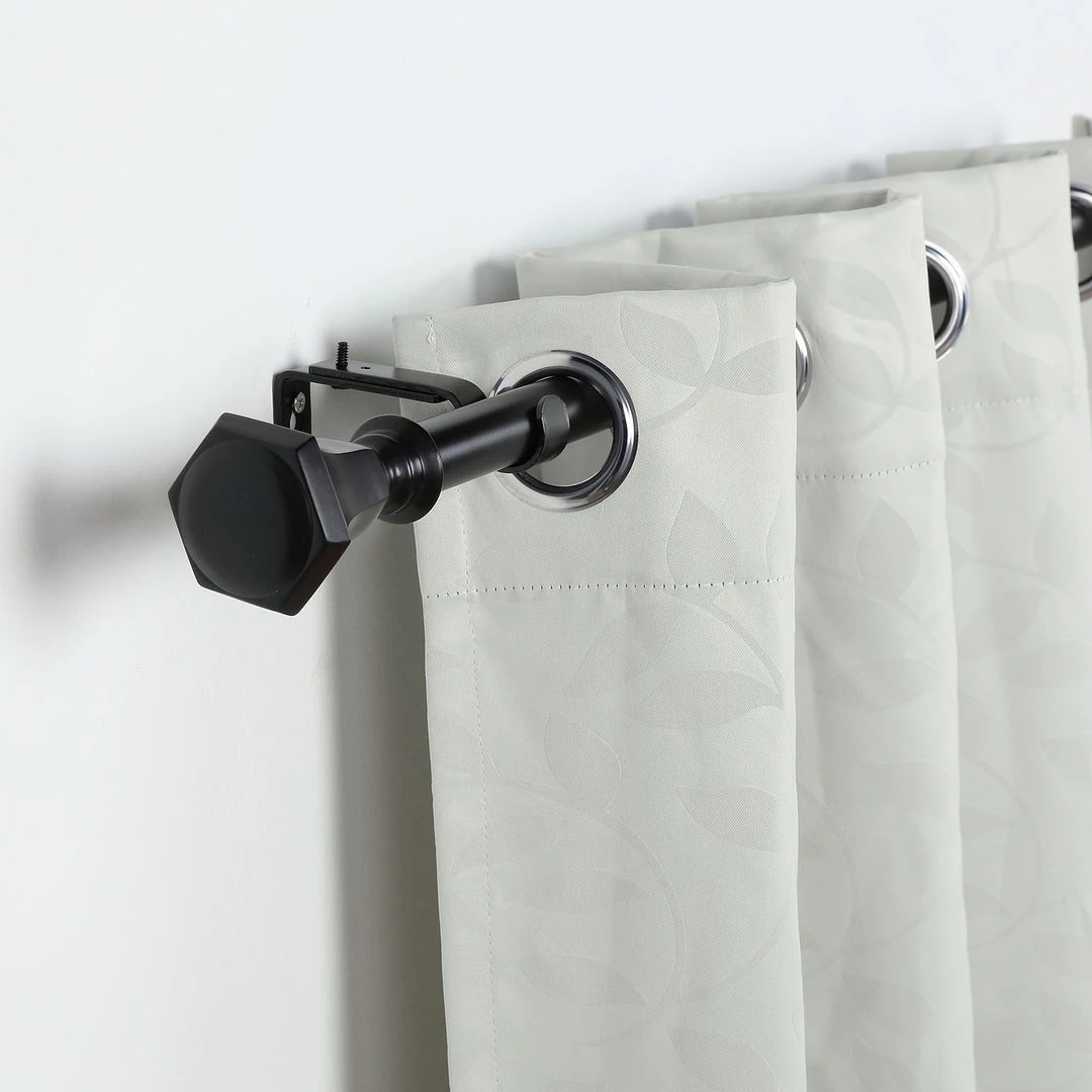 HIER_3160 42"-126" Adjustable Curtain Rod Set, Black, Teardrop Finials 8 HIER_3160 42"-126" Adjustable Curtain Rod Set, Black, Teardrop Finials