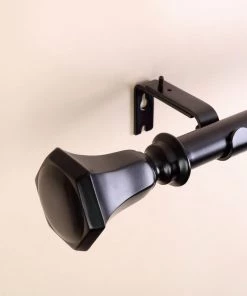 HIER_3160 42"-126" Adjustable Curtain Rod Set, Black, Teardrop Finials 25 HIER_3160 42