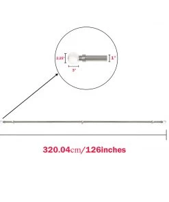 HIER_3160 42"-126" Adjustable Metal Curtain Rod Set, Silver, Prism Cut Crystal Finials 13 HIER_3160 42
