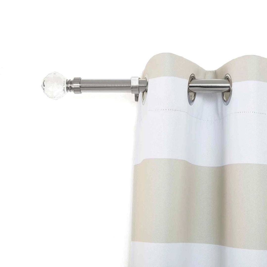 HIER_3160 42"-126" Adjustable Metal Curtain Rod Set, Silver, Prism Cut Crystal Finials 10 HIER_3160 42"-126" Adjustable Metal Curtain Rod Set, Silver, Prism Cut Crystal Finials