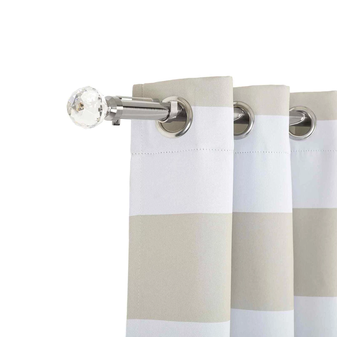 HIER_3160 42"-126" Adjustable Metal Curtain Rod Set, Silver, Prism Cut Crystal Finials 9 HIER_3160 42"-126" Adjustable Metal Curtain Rod Set, Silver, Prism Cut Crystal Finials