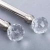 HIER_3160 42"-126" Adjustable Metal Curtain Rod Set, Silver, Prism Cut Crystal Finials