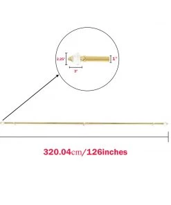HIER_3160 42"-126" Adjustable Metal Curtain Rod Set, Gold, Acrylic Designer Finials 14 HIER_3160 42