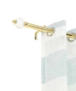 HIER_3160 42"-126" Adjustable Metal Curtain Rod Set, Gold, Acrylic Designer Finials