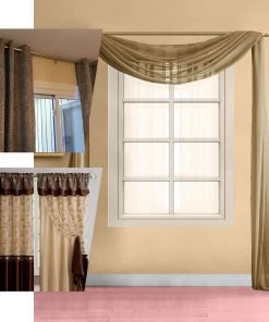 HIER_3160 42"-126" Adjustable Metal Curtain Rod Set, Gold, Acrylic Designer Finials 16 HIER_3160 42