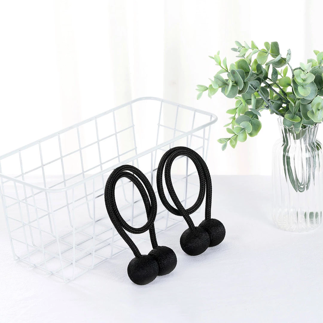 HIER_3130 Home Décor 2 Pack | Black Magnetic Curtain Tie Backs For Window Drapes And Backdrop Panels 8 HIER_3130 Home Décor 2 Pack | Black Magnetic Curtain Tie Backs For Window Drapes And Backdrop Panels