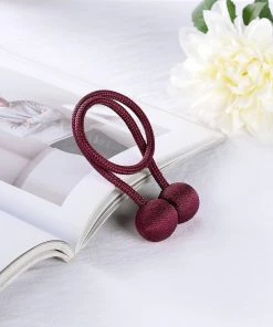HIER_3130 Home Décor 2 Pack | Burgundy Magnetic Curtain Tie Backs For Window Drapes And Backdrop Panels