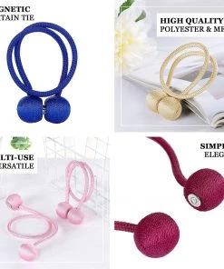 HIER_3130 2 Pack | Pink Magnetic Curtain Tie Backs For Window Drapes And Backdrop Panels 16 HIER_3130 2 Pack | Pink Magnetic Curtain Tie Backs For Window Drapes And Backdrop Panels