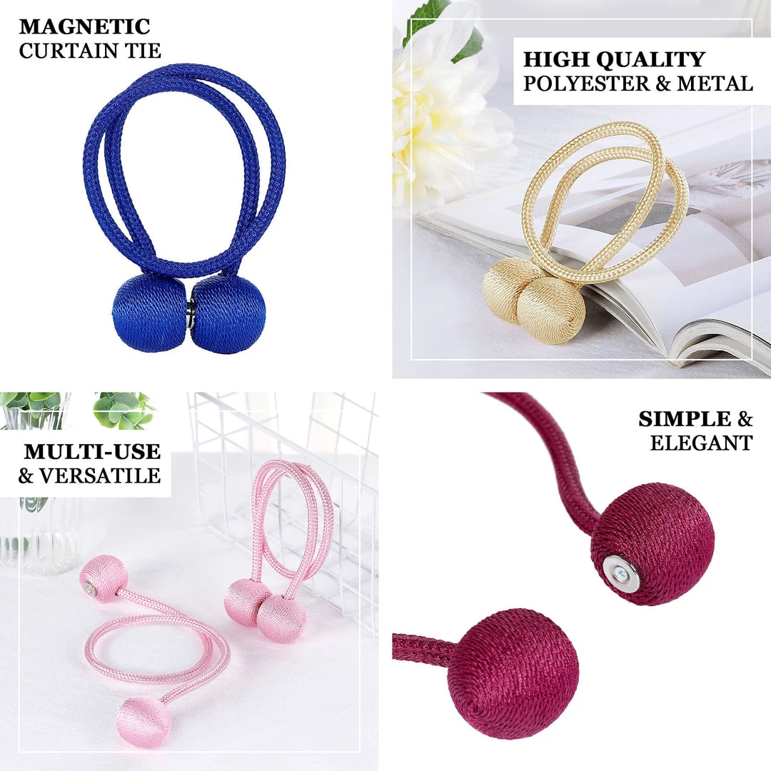 HIER_3130 2 Pack | Pink Magnetic Curtain Tie Backs For Window Drapes And Backdrop Panels 4 HIER_3130 2 Pack | Pink Magnetic Curtain Tie Backs For Window Drapes And Backdrop Panels
