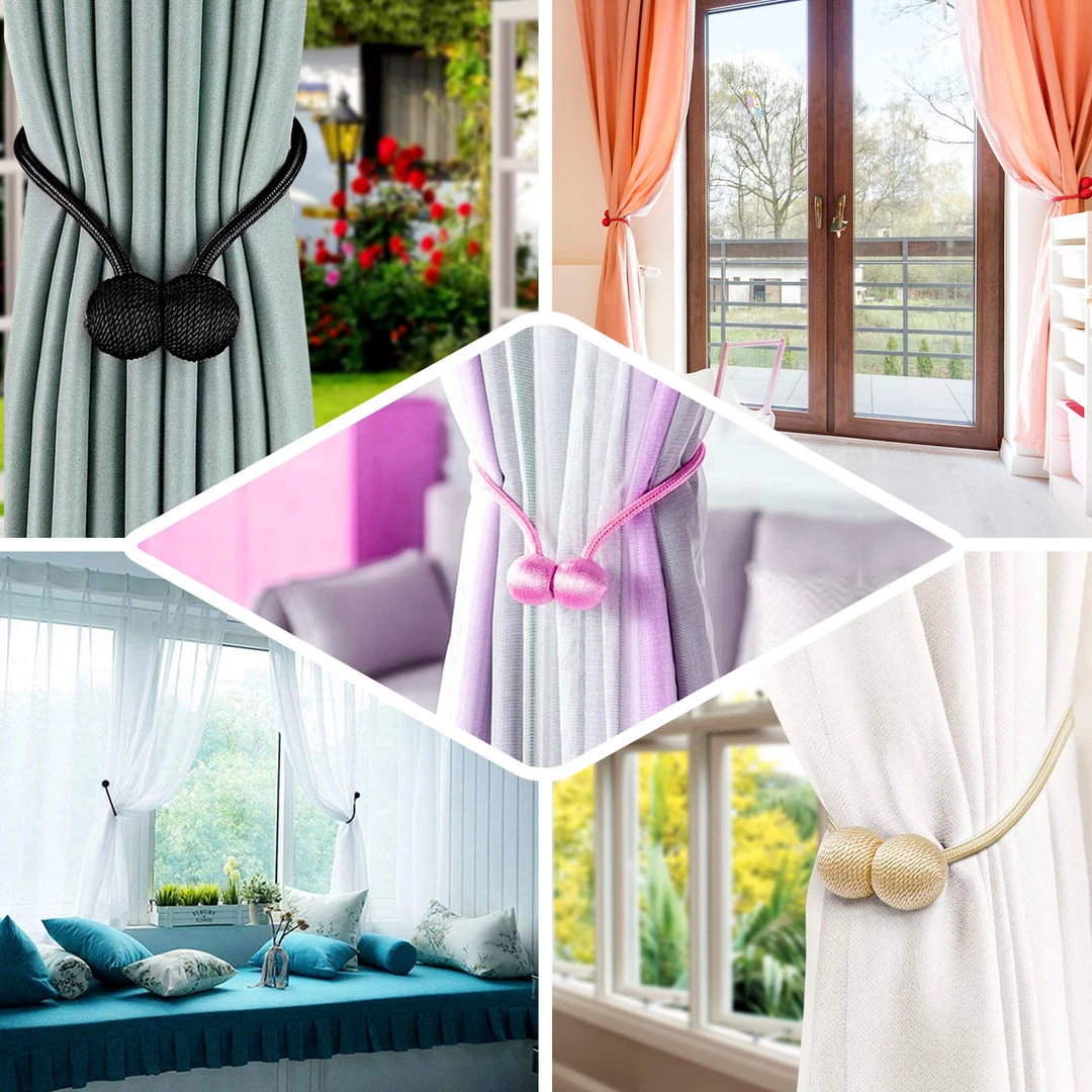 HIER_3130 Home Décor 2 Pack | Black Magnetic Curtain Tie Backs For Window Drapes And Backdrop Panels 5 HIER_3130 Home Décor 2 Pack | Black Magnetic Curtain Tie Backs For Window Drapes And Backdrop Panels