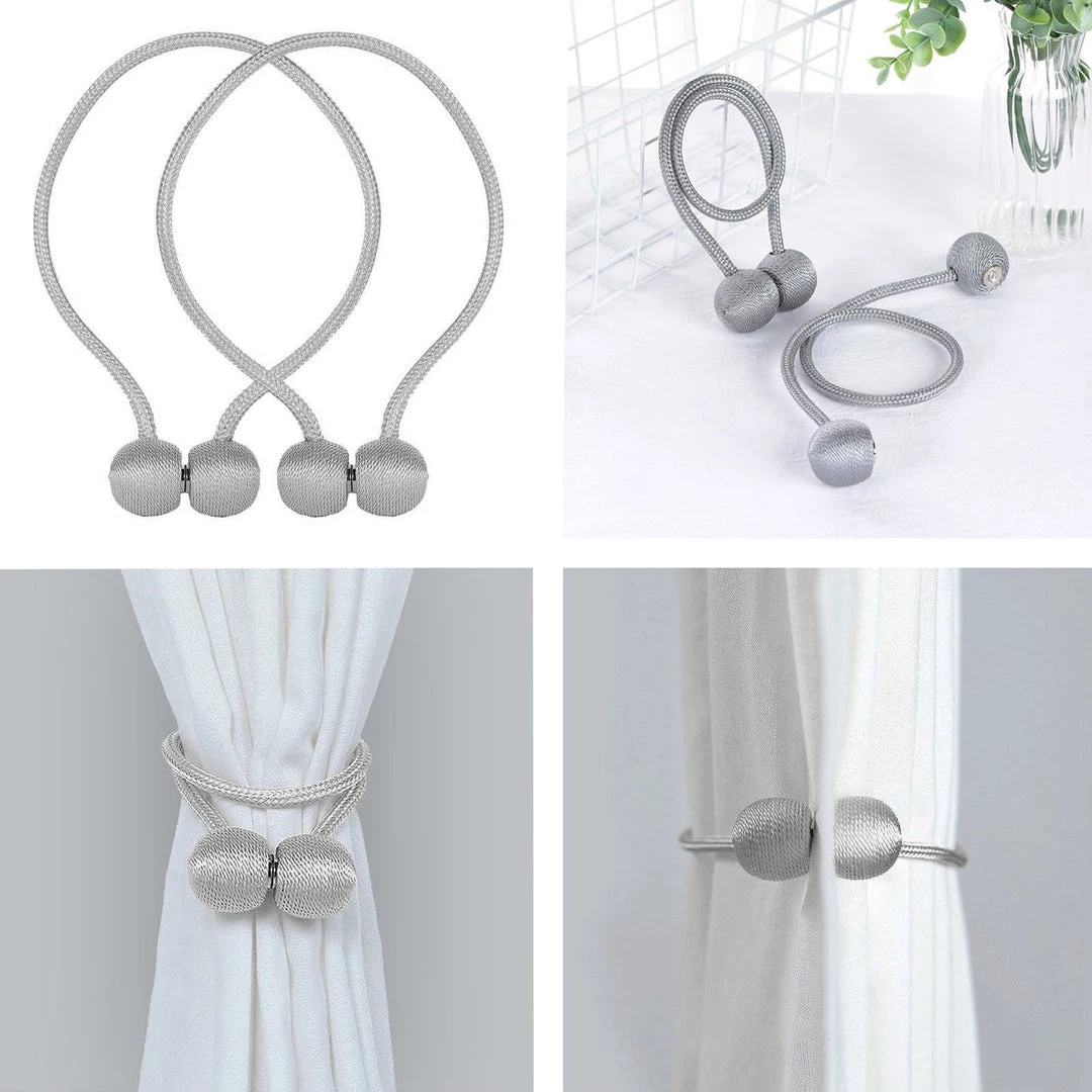 HIER_3130 2 Pack | Silver Magnetic Curtain Tie Backs For Window Drapes And Backdrop Panels Home Décor 1 HIER_3130 2 Pack | Silver Magnetic Curtain Tie Backs For Window Drapes And Backdrop Panels Home Décor