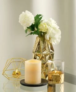 HIER_4810 Chargers & Centerpieces 2 Pack | 7" Gold Mercury Glass Vases | Geometric Vases Flower Centerpieces 26 HIER_4810 Chargers & Centerpieces 2 Pack | 7