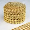 HIER_5160 Tabletop Decor 4"x10 Yards Gold Fleur Diamond Rhinestone Ribbon Wrap Roll, DIY Craft Ribbon