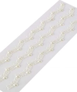 HIER_5150 Ivory Self Adhesive Rhinestone DIY Craft Gem Stickers, Heart Pearl Trims Tabletop Decor