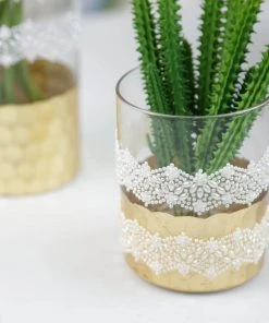 HIER_5150 Tabletop Decor Ivory Self Adhesive Rhinestone DIY Craft Gem Stickers, Floral Pearl Trims