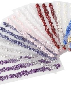 HIER_5150 Purple Self Adhesive Pearl Rhinestone Stickers, DIY Craft Peel & Stick Gem Stickers
