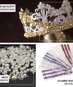 HIER_5150 Royal Blue Self Adhesive Pearl Rhinestone Stickers, DIY Craft Peel & Stick Gem Stickers