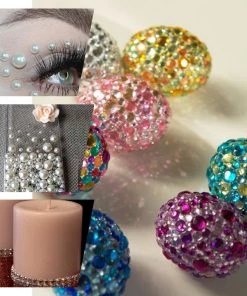 HIER_5150 Silver Self Adhesive Pearl Rhinestone Stickers, DIY Craft Peel & Stick Gem Stickers