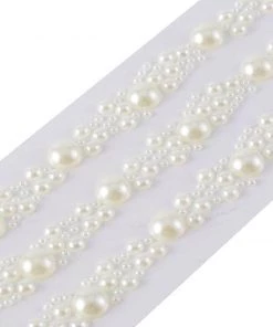 HIER_5150 Ivory Self Adhesive Pearl Rhinestone Stickers, DIY Craft Peel & Stick Gem Stickers Tabletop Decor
