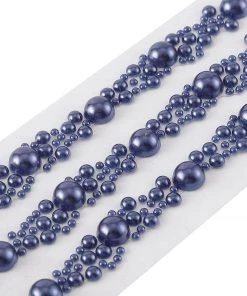 HIER_5150 Navy Blue Self Adhesive Pearl Rhinestone Stickers, DIY Craft Peel & Stick Gem Stickers Tabletop Decor