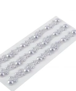 HIER_5150 Silver Self Adhesive Pearl Rhinestone Stickers, DIY Craft Peel & Stick Gem Stickers