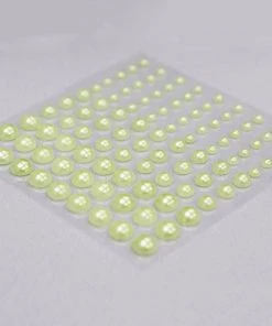 HIER_5150 486 Pcs | Apple Green Self Adhesive Pearl Rhinestone DIY Gem Stickers - Assorted Sizes