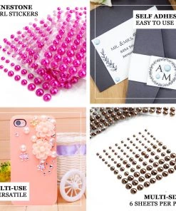 HIER_5150 486 Pcs | Apple Green Self Adhesive Pearl Rhinestone DIY Gem Stickers - Assorted Sizes