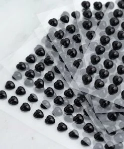 HIER_5150 Chargers & Centerpieces 600 Pcs | Black Self Adhesive Diamond Rhinestone Heart Shaped DIY Stickers