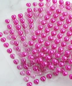 HIER_5150 600 Pcs Self Adhesive Fuchsia Diamond Rhinestone Heart Shaped DIY Stickers Chargers & Centerpieces