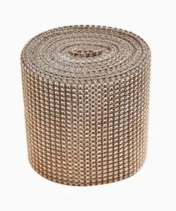 HIER_5160 5"x10 Yards Shiny Antique Gold Diamond Rhinestone Ribbon Wrap Roll, DIY Craft Decor Chargers & Centerpieces