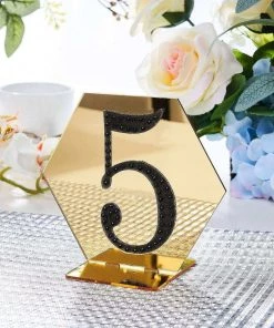 HIER_5150 Chargers & Centerpieces 4" Black Decorative Rhinestone Number Stickers DIY Crafts - 5
