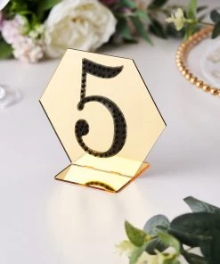 HIER_5150 Chargers & Centerpieces 4" Black Decorative Rhinestone Number Stickers DIY Crafts - 5