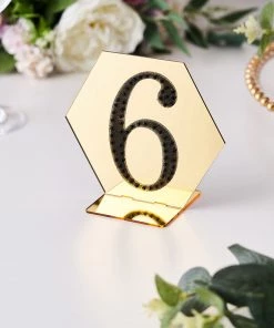 HIER_5150 Chargers & Centerpieces 4" Black Decorative Rhinestone Number Stickers DIY Crafts - 6