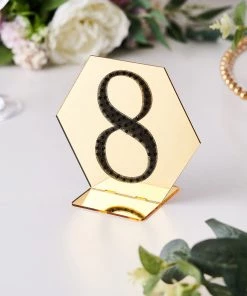 HIER_5150 4" Black Decorative Rhinestone Number Stickers DIY Crafts - 8 Chargers & Centerpieces