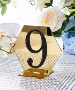 HIER_5150 Chargers & Centerpieces 4" Black Decorative Rhinestone Number Stickers DIY Crafts - 9
