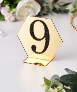 HIER_5150 Chargers & Centerpieces 4" Black Decorative Rhinestone Number Stickers DIY Crafts - 9