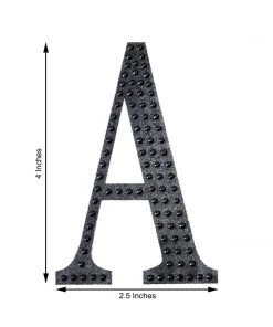 HIER_5150 4" Black Decorative Rhinestone Alphabet Letter Stickers DIY Crafts - F Chargers & Centerpieces 10 HIER_5150 4