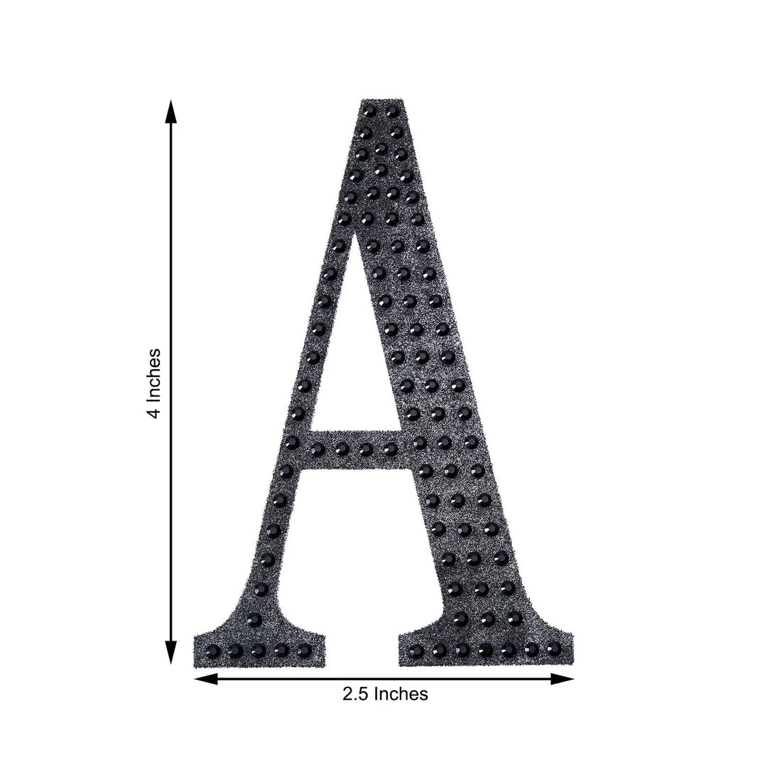 HIER_5150 4" Black Decorative Rhinestone Alphabet Letter Stickers DIY Crafts - P Chargers & Centerpieces 3 HIER_5150 4" Black Decorative Rhinestone Alphabet Letter Stickers DIY Crafts - P Chargers & Centerpieces