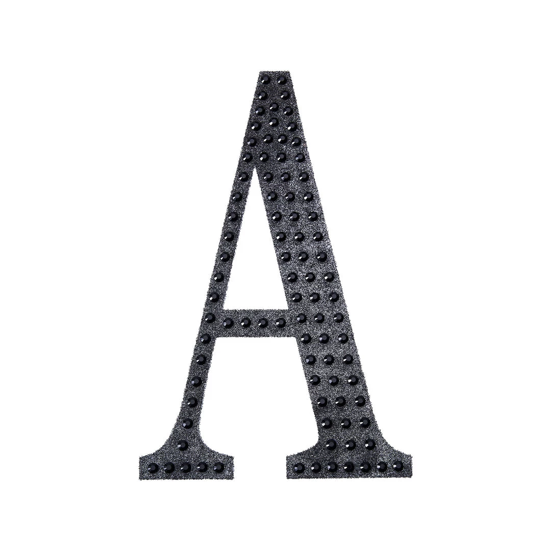 HIER_5150 4" Black Decorative Rhinestone Alphabet Letter Stickers DIY Crafts - A Chargers & Centerpieces 8 HIER_5150 4" Black Decorative Rhinestone Alphabet Letter Stickers DIY Crafts - A Chargers & Centerpieces