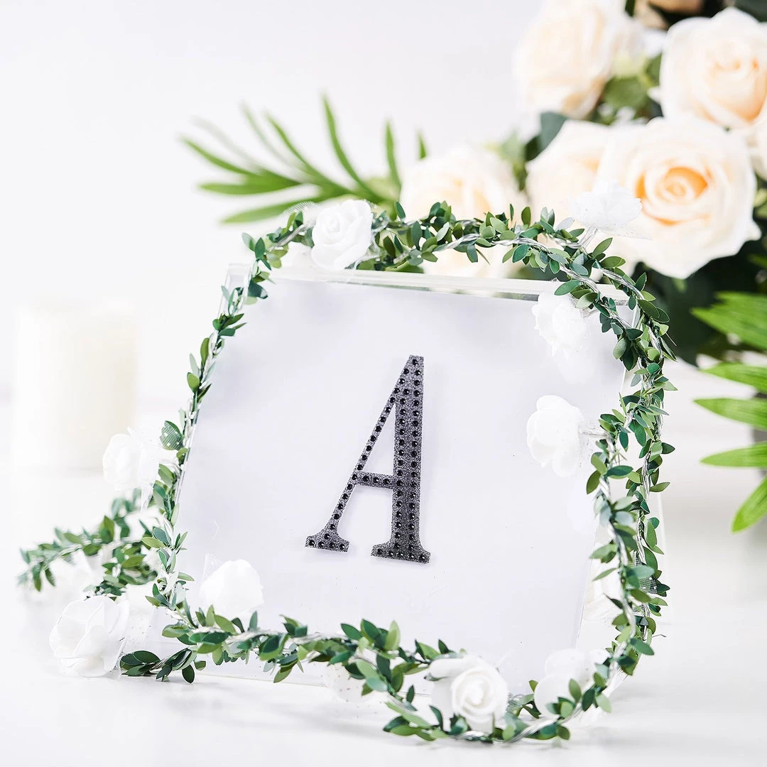 HIER_5150 4" Black Decorative Rhinestone Alphabet Letter Stickers DIY Crafts - A Chargers & Centerpieces 1 HIER_5150 4" Black Decorative Rhinestone Alphabet Letter Stickers DIY Crafts - A Chargers & Centerpieces