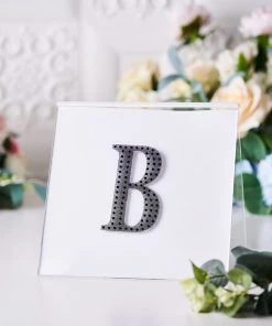 HIER_5150 4" Black Decorative Rhinestone Alphabet Letter Stickers DIY Crafts - B