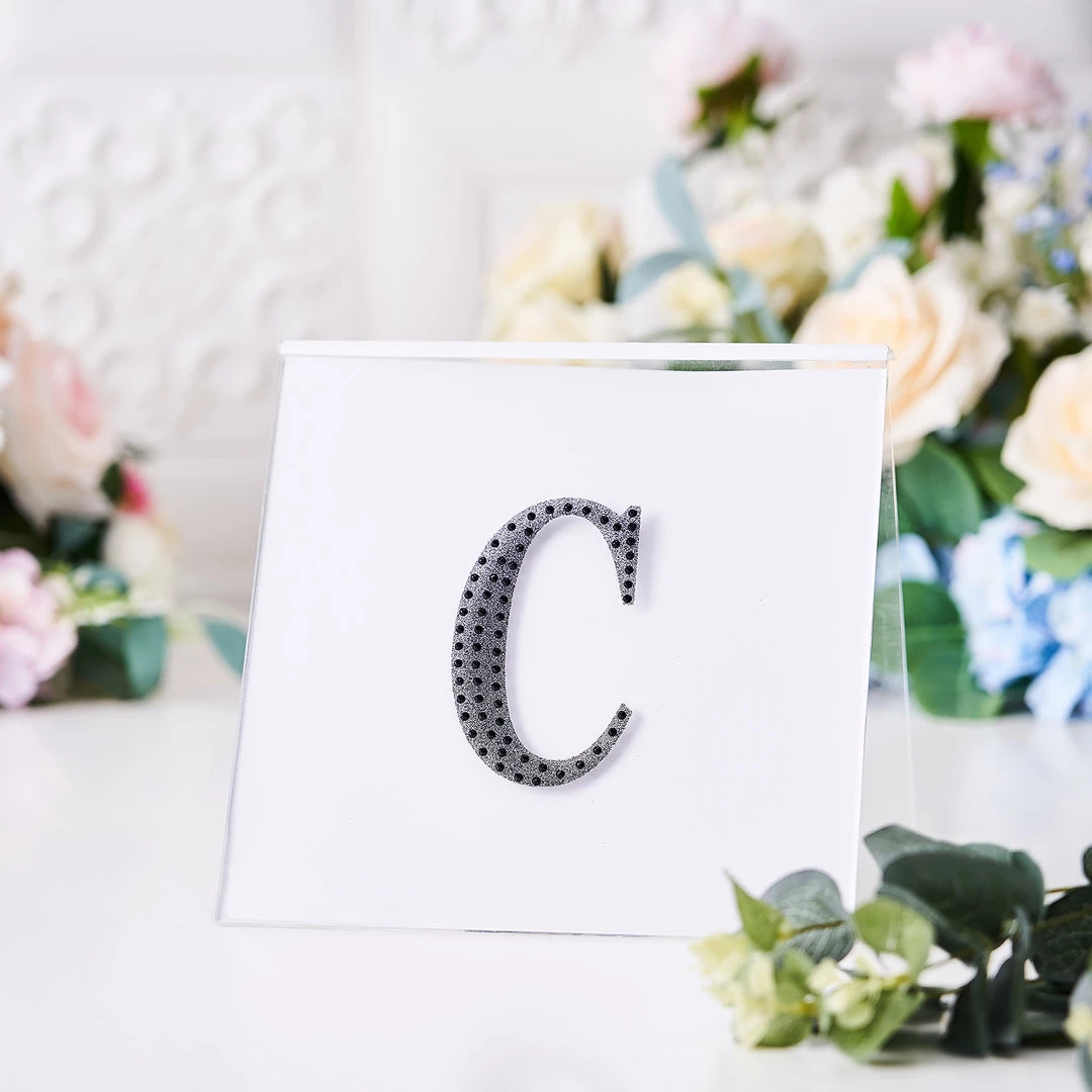 HIER_5150 4" Black Decorative Rhinestone Alphabet Letter Stickers DIY Crafts - C Chargers & Centerpieces 2 HIER_5150 4" Black Decorative Rhinestone Alphabet Letter Stickers DIY Crafts - C Chargers & Centerpieces