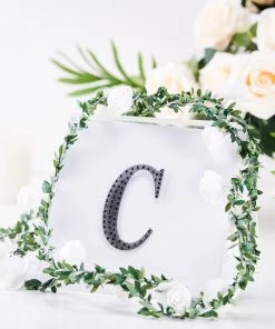 HIER_5150 4" Black Decorative Rhinestone Alphabet Letter Stickers DIY Crafts - C Chargers & Centerpieces
