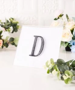 HIER_5150 4" Black Decorative Rhinestone Alphabet Letter Stickers DIY Crafts - D Chargers & Centerpieces