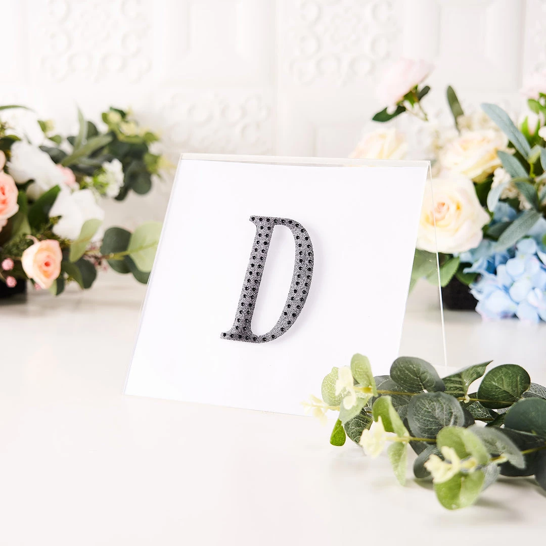 HIER_5150 4" Black Decorative Rhinestone Alphabet Letter Stickers DIY Crafts - D Chargers & Centerpieces 2 HIER_5150 4" Black Decorative Rhinestone Alphabet Letter Stickers DIY Crafts - D Chargers & Centerpieces