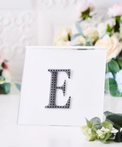 HIER_5150 Chargers & Centerpieces 4" Black Decorative Rhinestone Alphabet Letter Stickers DIY Crafts - E