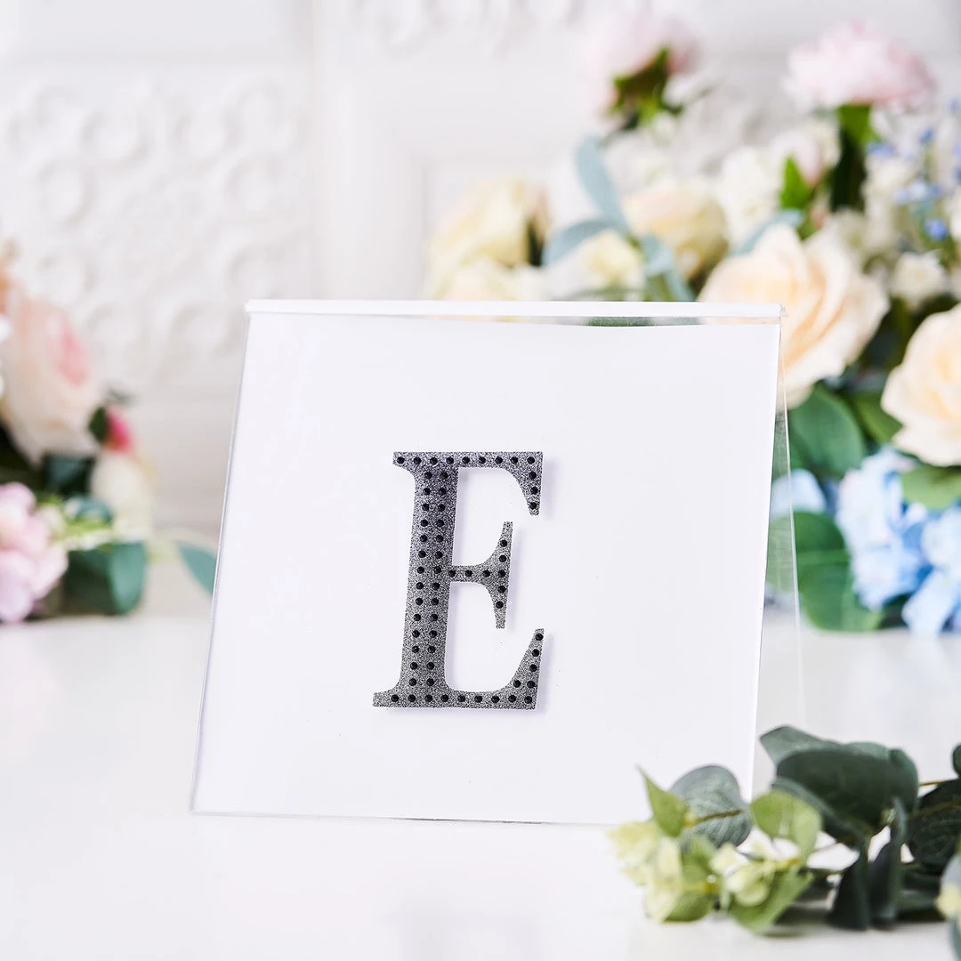 HIER_5150 Chargers & Centerpieces 4" Black Decorative Rhinestone Alphabet Letter Stickers DIY Crafts - E 2 HIER_5150 Chargers & Centerpieces 4" Black Decorative Rhinestone Alphabet Letter Stickers DIY Crafts - E