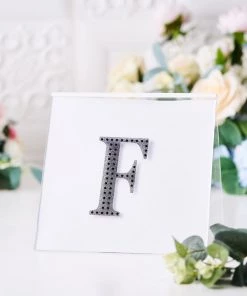 HIER_5150 4" Black Decorative Rhinestone Alphabet Letter Stickers DIY Crafts - F Chargers & Centerpieces