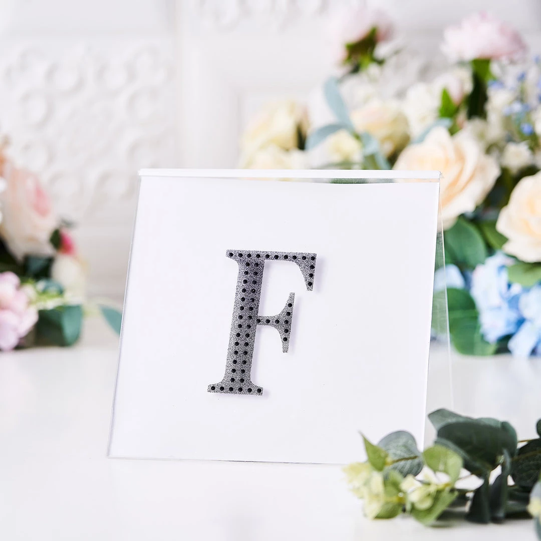 HIER_5150 4" Black Decorative Rhinestone Alphabet Letter Stickers DIY Crafts - F Chargers & Centerpieces 2 HIER_5150 4" Black Decorative Rhinestone Alphabet Letter Stickers DIY Crafts - F Chargers & Centerpieces